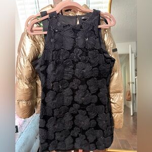 Zara Black and and black sequence Floral Puffer mini dress